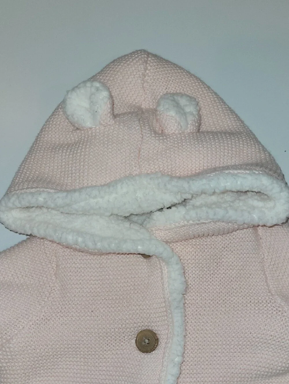 Carter's Light Pink Knit Hooded Jacket with Sherpa Lining Size 6 Months